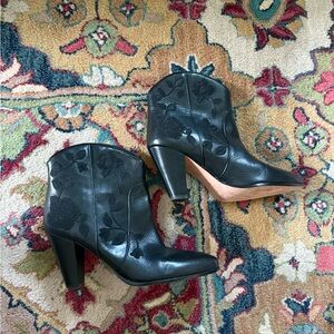 Kate Spade Black Floral Heeled Boots